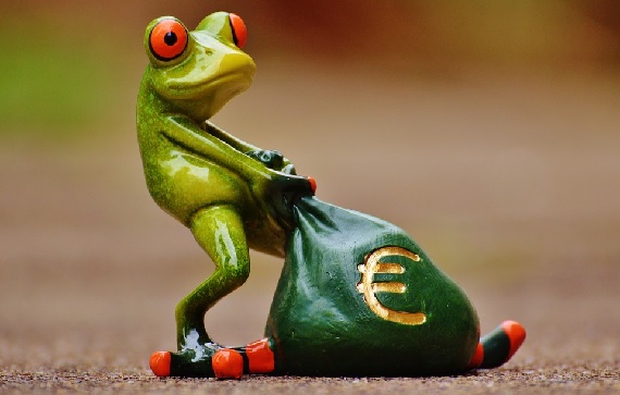 A frog moving bitcoin